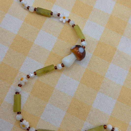 Mushroom Meadow Beaded Necklace