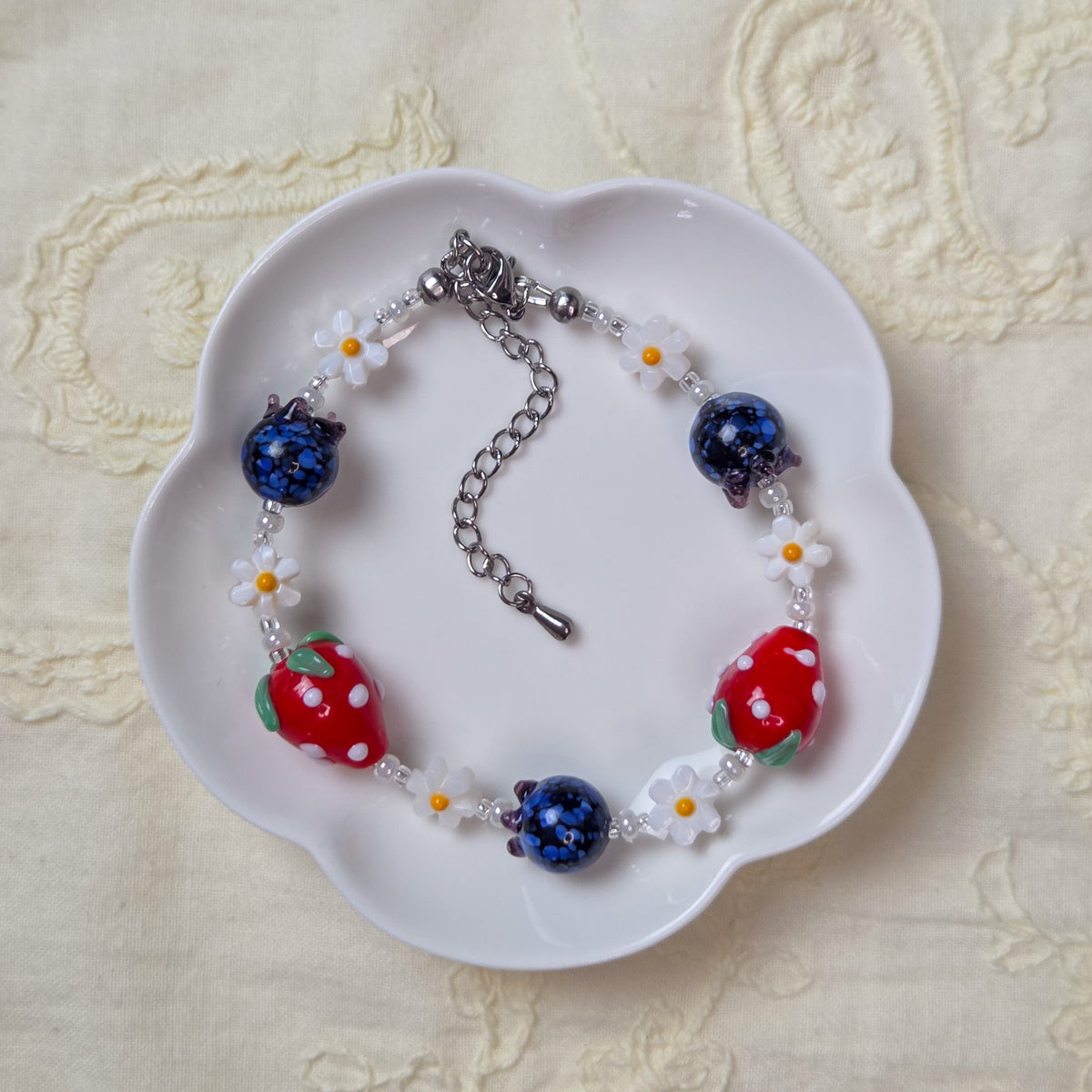 Berry Patch Bracelet • Glass Lampwork Fruit Beaded Bracelet