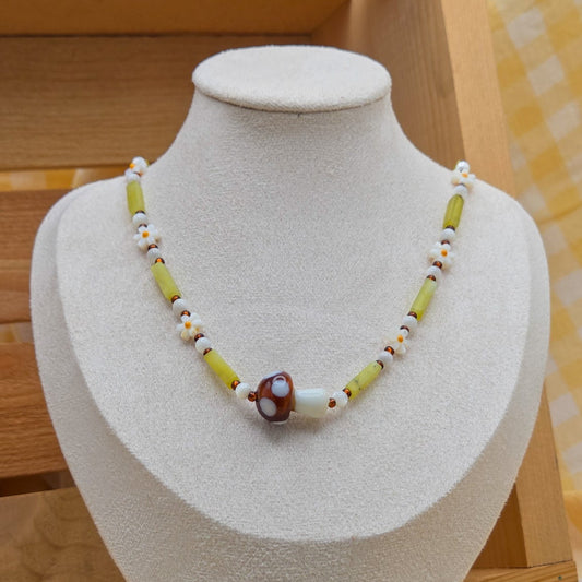 Mushroom Meadow Beaded Necklace