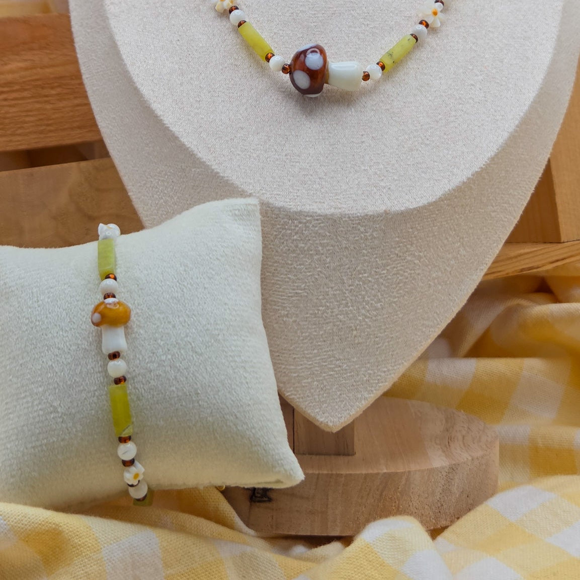 Mushroom Meadow Necklace and Bracelet Set
