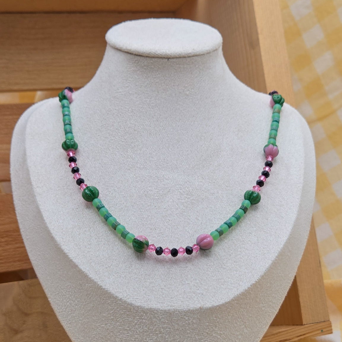 Watermelon Slice Glass Beaded Necklace