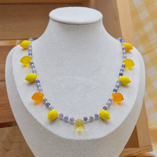 Lavender Lemonade Tanzanite Beaded Necklace