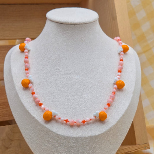 Orange Blossom Glass Beaded Jewelry Set