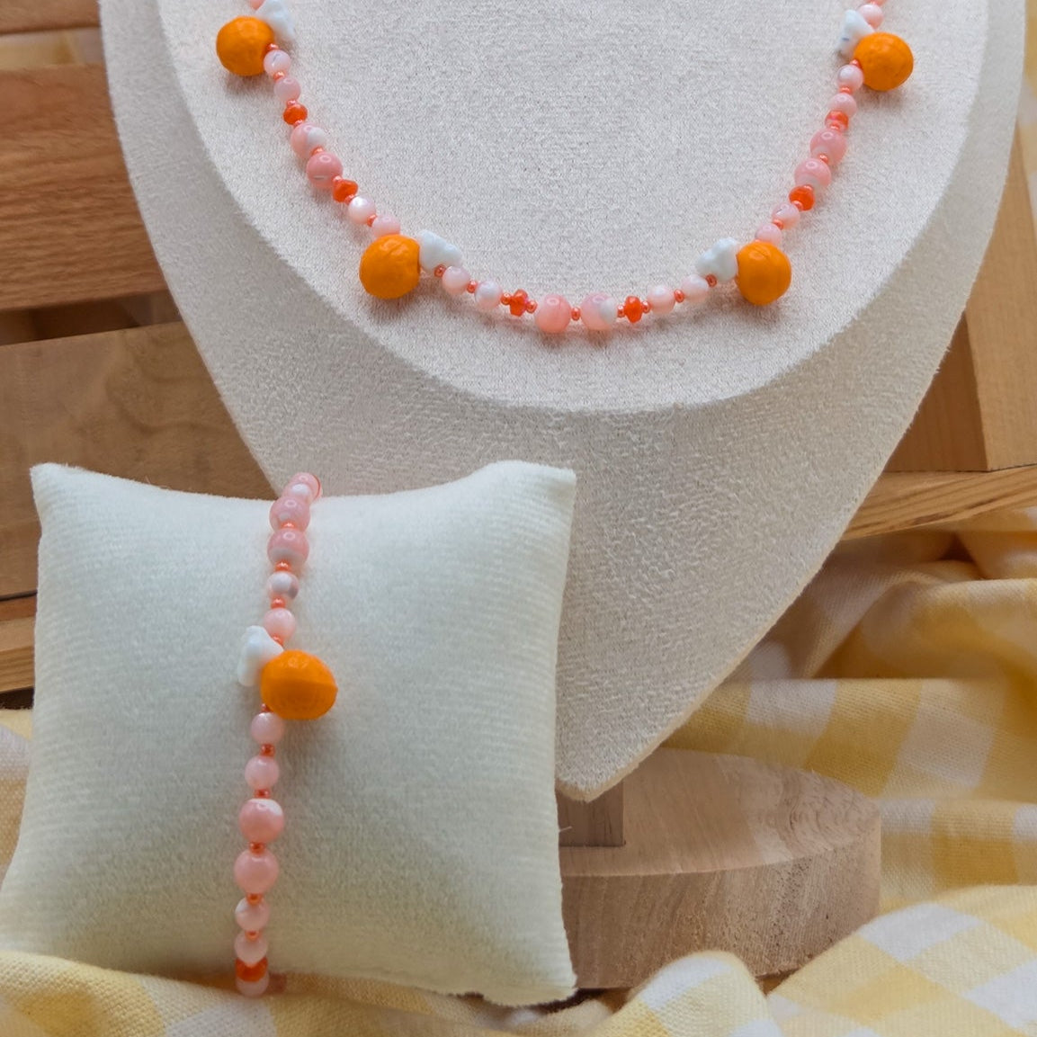 Orange Blossom Glass Beaded Bracelet