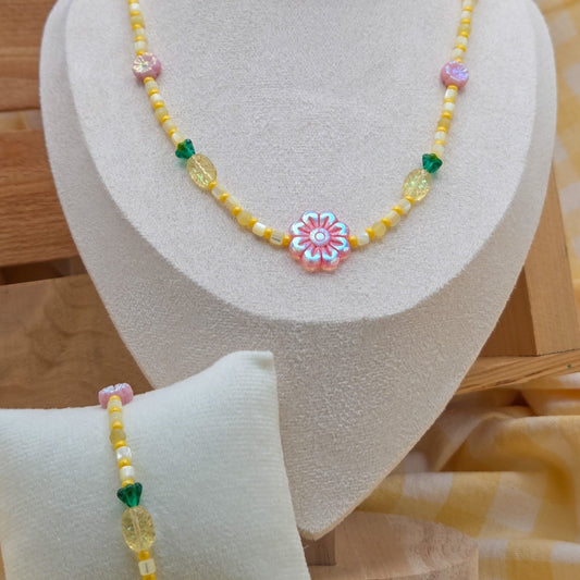 Pineapple Blossom Necklace + Bracelet Set