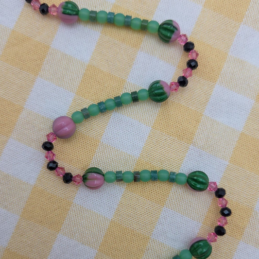 Watermelon Slice Glass Beaded Necklace