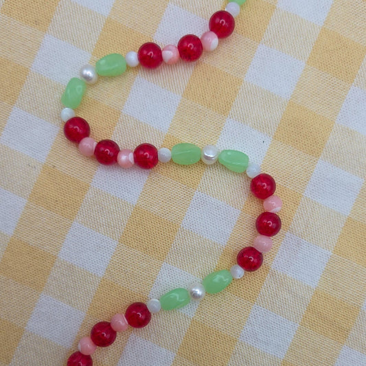 Cherry Spumoni Glass Beaded Necklace