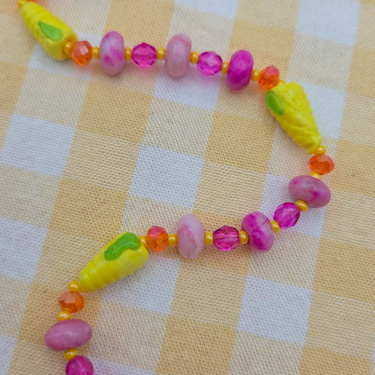 Sweet Corn Glass Beaded Necklace