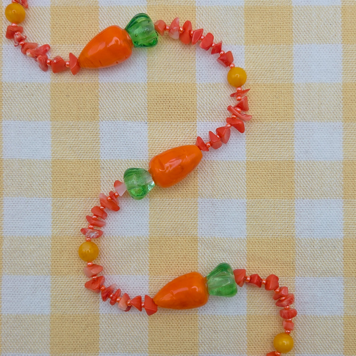 Carrot Patch Coral and Glass Beaded Necklace
