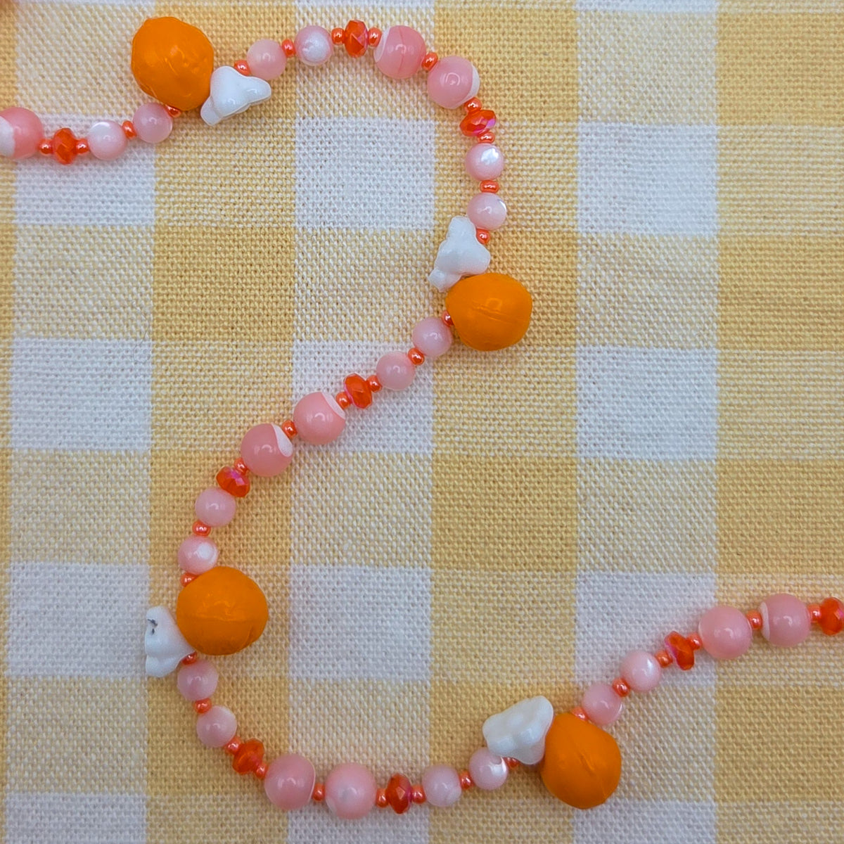Orange Blossom Glass Beaded Necklace