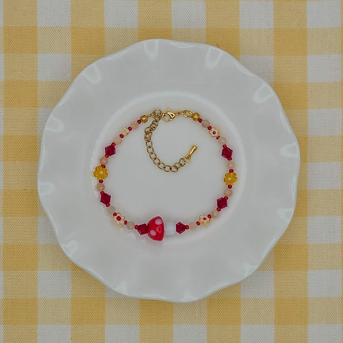 Sunshine Shroom Beaded Bracelet