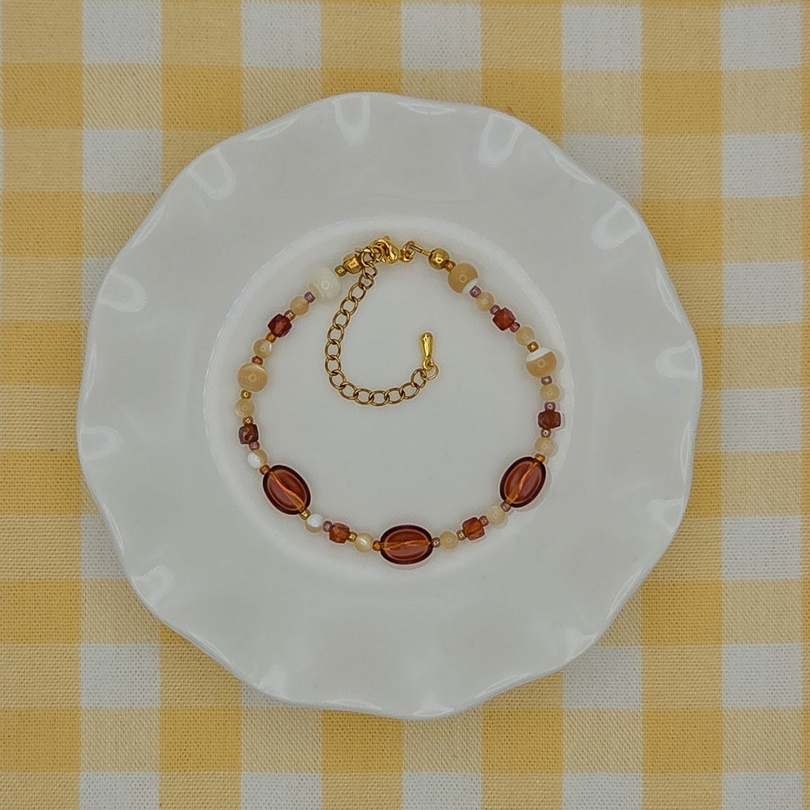 Latte Glass Beaded Bracelet