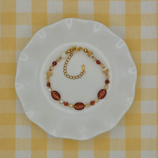 Latte Glass Beaded Bracelet