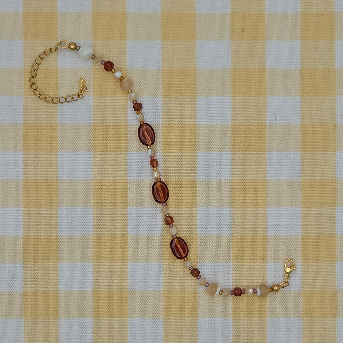 Latte Glass Beaded Bracelet