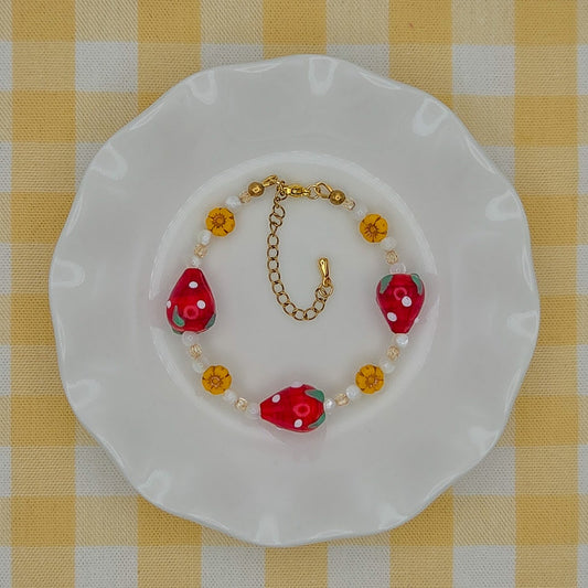 Strawberry Fields Glass Beaded Bracelet