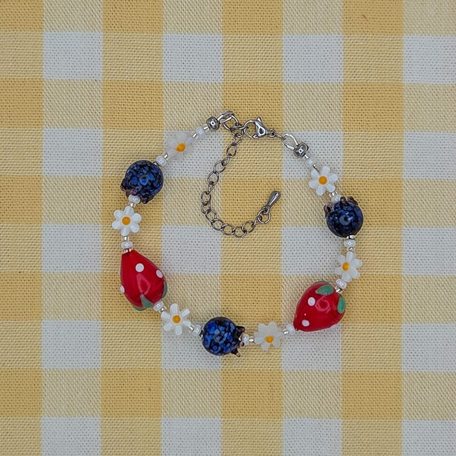 Berry Patch Bracelet • Glass Lampwork Fruit Beaded Bracelet