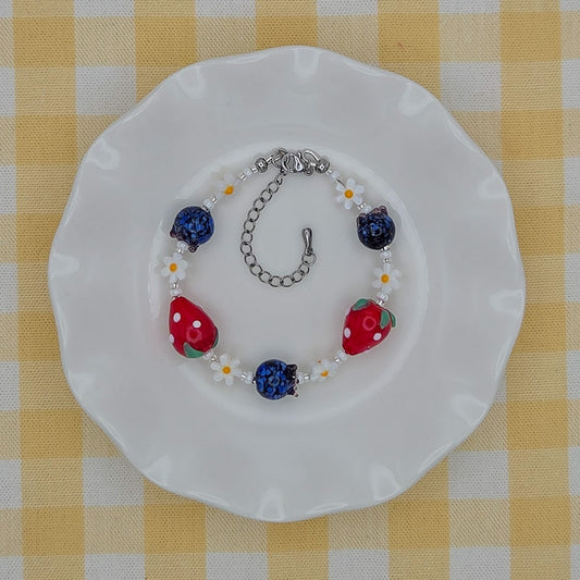 Berry Patch Bracelet • Glass Lampwork Fruit Beaded Bracelet