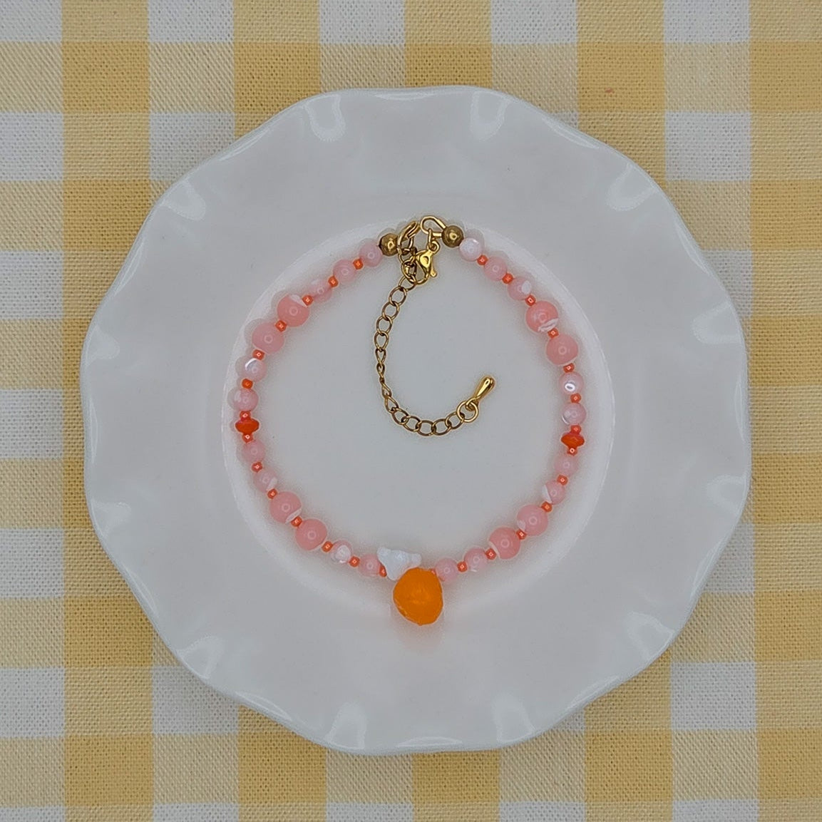 Orange Blossom Glass Beaded Bracelet