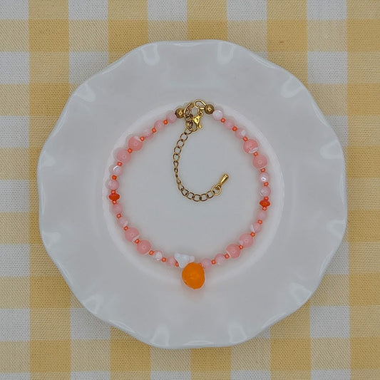 Orange Blossom Glass Beaded Bracelet