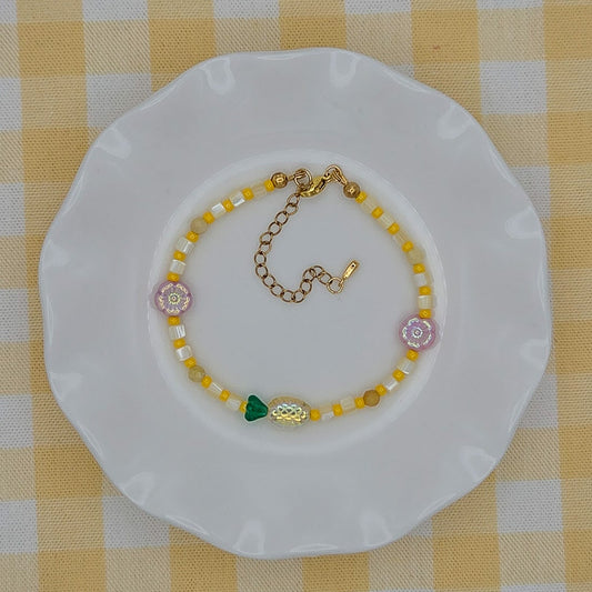 Pineapple Blossom Glass Beaded Bracelet